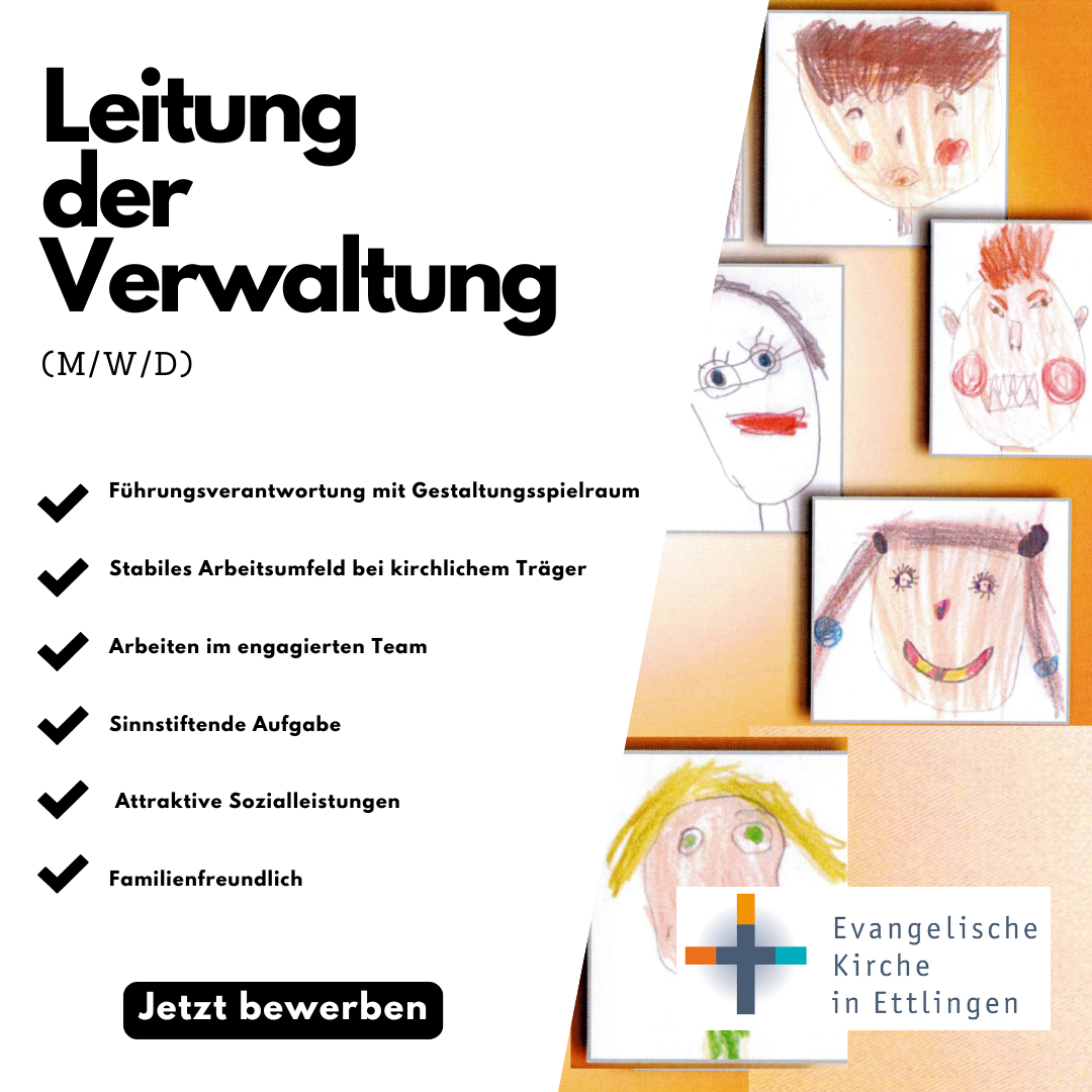 Stelle frei ab 1. Oktober 2025 - Leitung Verwaltung der Ev. Kirchengemeinde Ettlingen